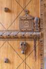 Saudi Arabia, Al-Qassim, Unaizah. Decoratively carved wooden door. Art Print
